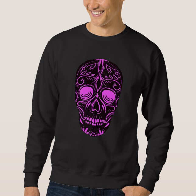 Sudadera Dia De Los Muertos Purple Skull Mask Premium (Anverso)