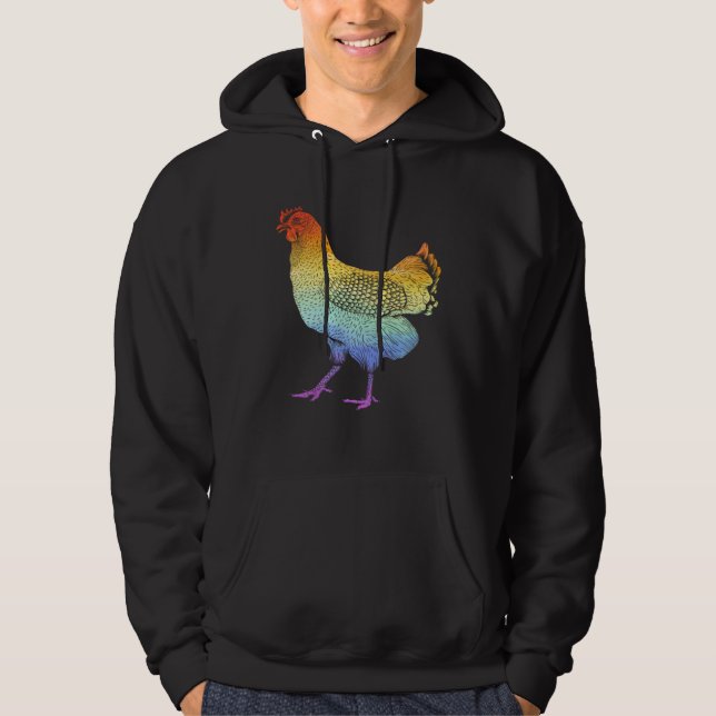 Sudadera Dia De Los Muertos Rainbow Rooster Skull Cockerel (Anverso)