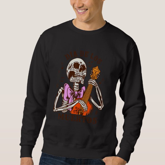 Sudadera Dia De Los Muertos Skeleton Colourful Bow Music Gu (Anverso)