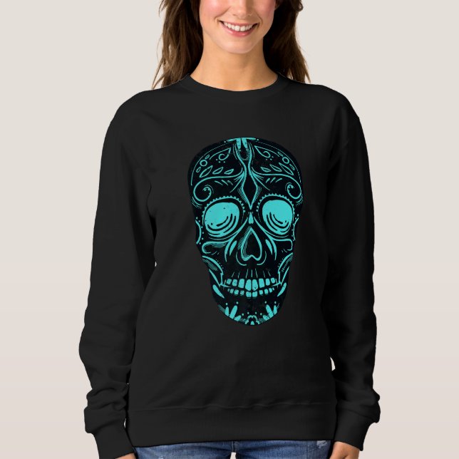 Sudadera Dia De Los Muertos Turquoise Mask Skull Premium (Anverso)