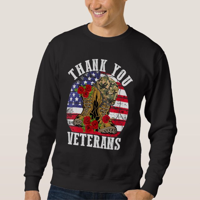 Sudadera Día de los Veteranos Gracias Veteranos Combatiendo (Anverso)