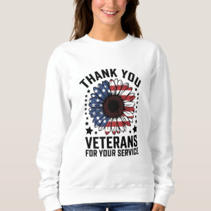 Sudadera Día de los Veteranos Militares del Girasol Gracias
