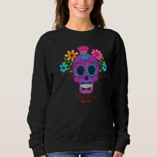 Sudadera Día De Muertos Día De Los Muertos Floral Púrpura S