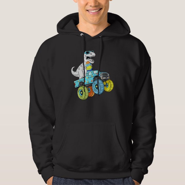 Sudadera Día De Pascua Para Rex Dino Monstruando Camiones (Anverso)