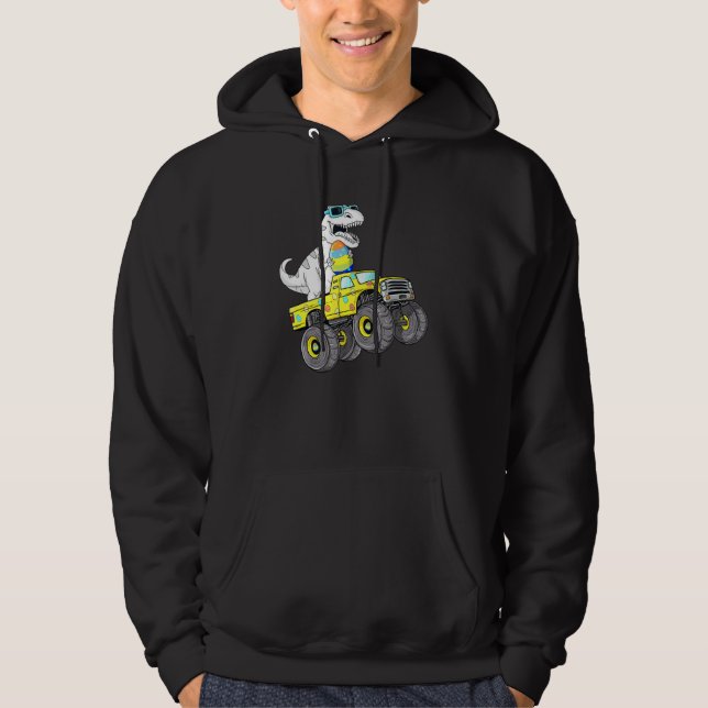Sudadera Día De Pascua Para Rex Dino Monstruando Camiones (Anverso)