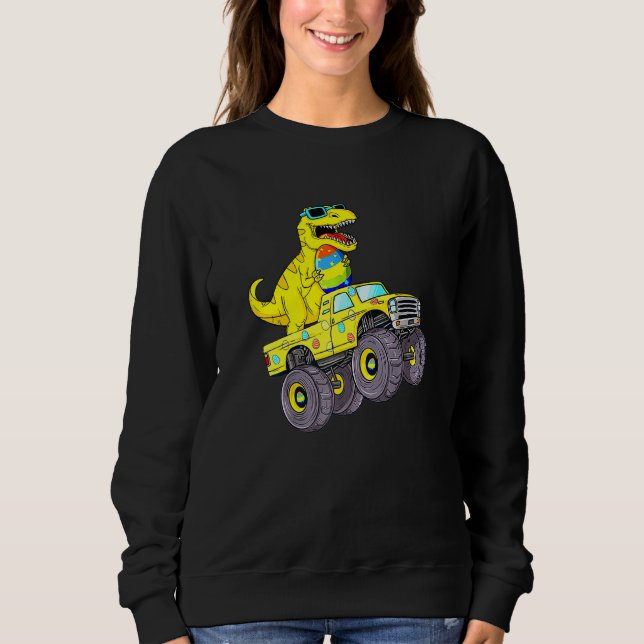 Sudadera Día De Pascua Rex Dino Monstruando Un Camión Boys  (Anverso)