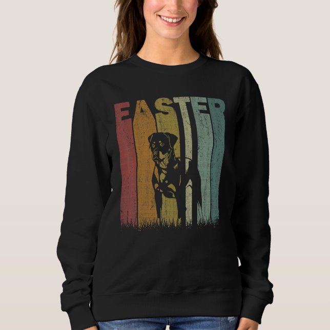 Sudadera Día de Pascua Rottweiler Dog Retro Gráfica Gráfica (Anverso)