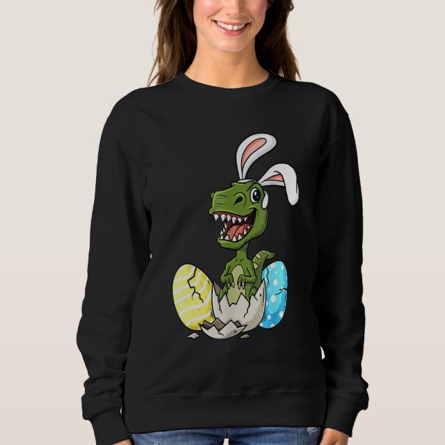 Sudadera Día de Pascua T Rex con huevos de oso conejito div (Anverso)