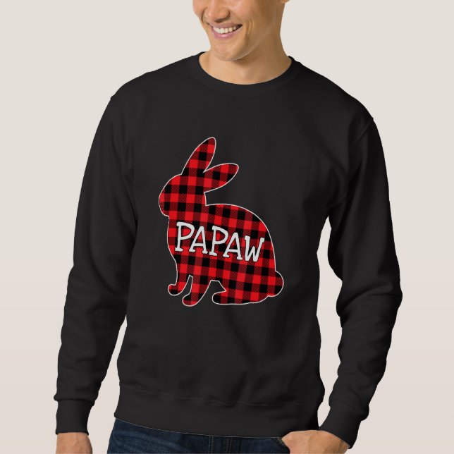 Sudadera Día de Pascua Vestido Rojo Conejo Gráfico Papaw M (Anverso)