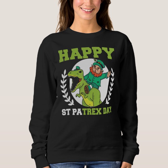 Sudadera Día de San Patrex Leprechaun Dino T Rex (Anverso)