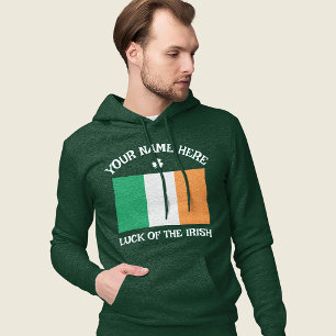 Sudadera Día de San Patricio Bandera de Irlanda Nombre Pers