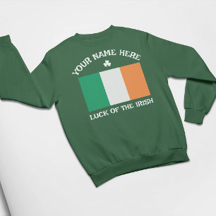 Sudadera Día de San Patricio Bandera de Irlanda Nombre pers