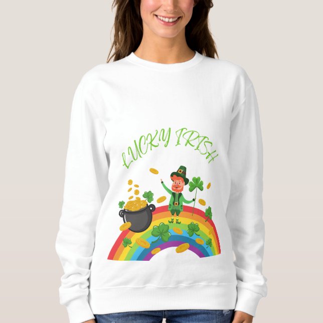 Sudadera Día de San Patricio - Divertido Lucky Irlandés Lep (Anverso)