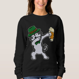 Sudadera Día de San Patricio Husky Siberiano Perro Dabbing