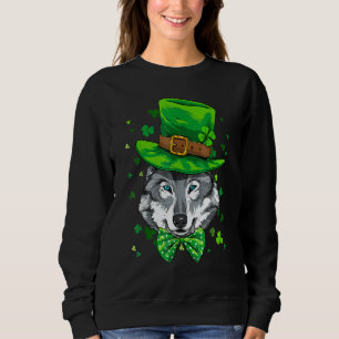 Sudadera Día de San Patricio Leprechaun Lobo Trebol Lobo Ir
