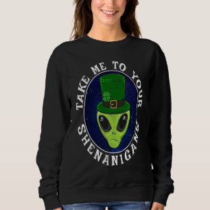 Sudadera Día de San Patricio Retro Alien Llévame a tu Shen