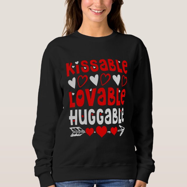 Sudadera Día de San Valentín Besable Adorable Abrazable Div (Anverso)