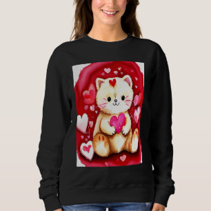 Sudadera Día de San Valentín Corazón de Amor Gato Teddy Nov