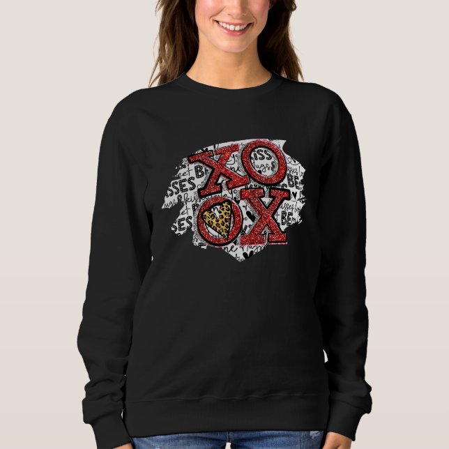 Sudadera Día de San Valentín Corazón Leopardo Brillo Pareja (Anverso)