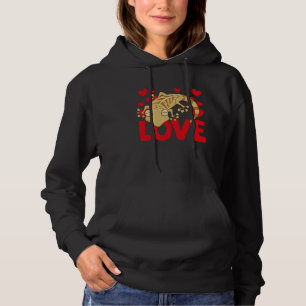 Sudadera Día de San Valentín Corazones Aman Geckos Leopardo