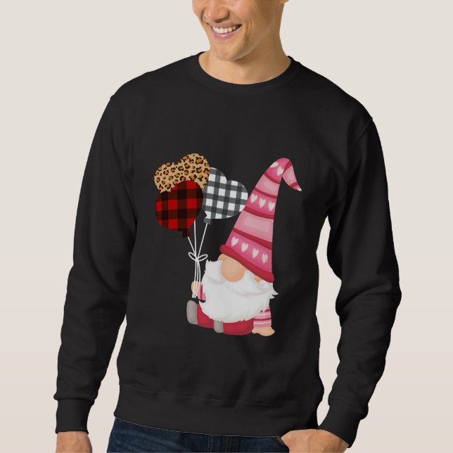 Sudadera Día de San Valentín de globo de leopardo negro roj (Anverso)