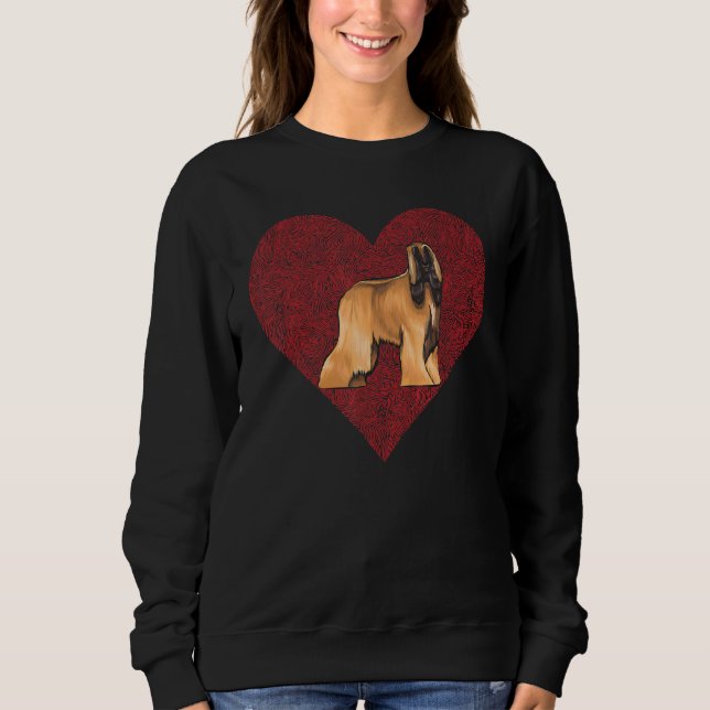 Sudadera Día de San Valentín de hebilla afgana Perro Amor H (Anverso)