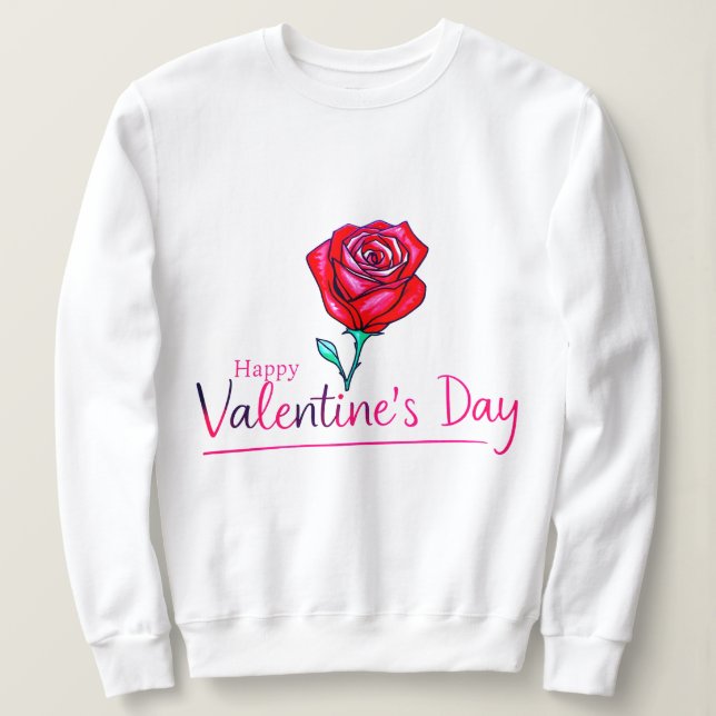 Sudadera Día de San Valentín de la Flor Rosa (Anverso del diseño)