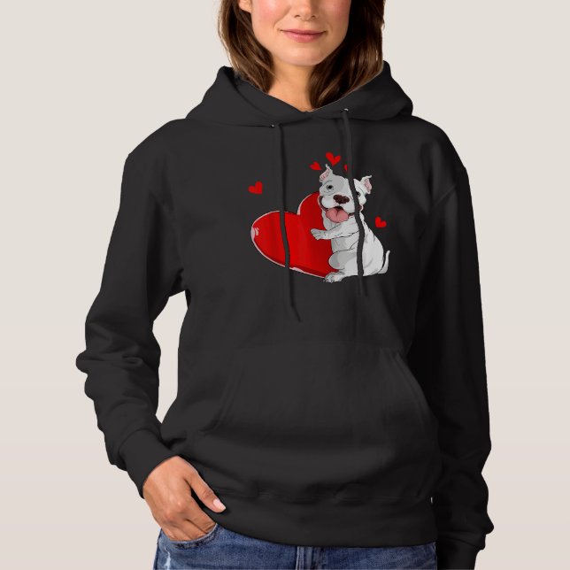Sudadera Día de San Valentín de Pitbull Cute Sostengo Coraz (Anverso)