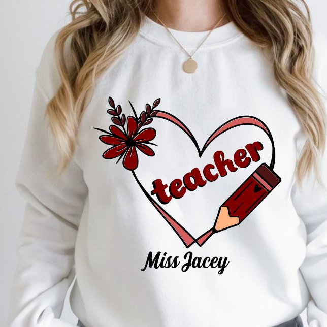 Sudadera Día de San Valentín del Profesor Corazón Personali (Teacher Valentines Day Gift, Love Teacher, Valentines Day Teacher, Teacher Heart Reading sweatshirt)