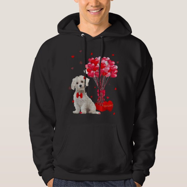 Sudadera Día de San Valentín maltés lindo Perro cardíaco am (Anverso)
