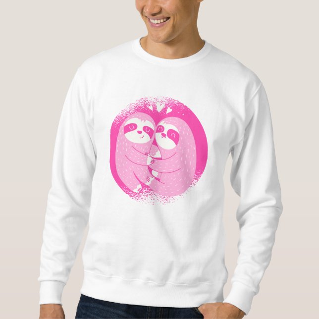 Sudadera día de San Valentín perezoso rosa (Anverso)