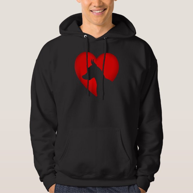 Sudadera Día de San Valentín Retro Corazón Doberman Perro C (Anverso)