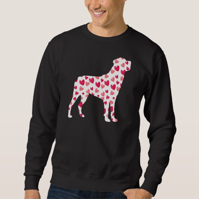 Sudadera Día de San Valentín Rottweiler Corazones Cachorros (Anverso)
