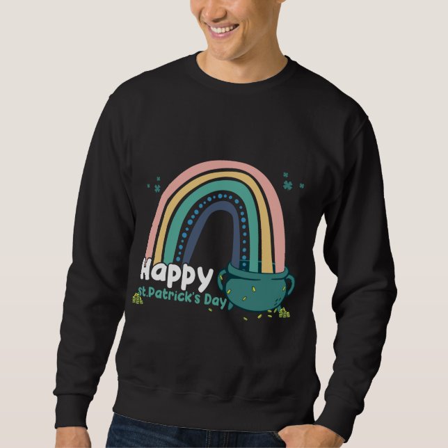 Sudadera Día del Arcoiris Arcoiris Lucky Shamrock y olla de (Anverso)