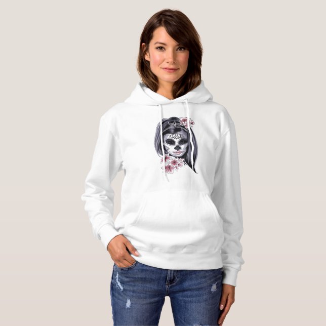 Sudadera Día del Carnaval de la mujer floral muerta (Anverso completo)