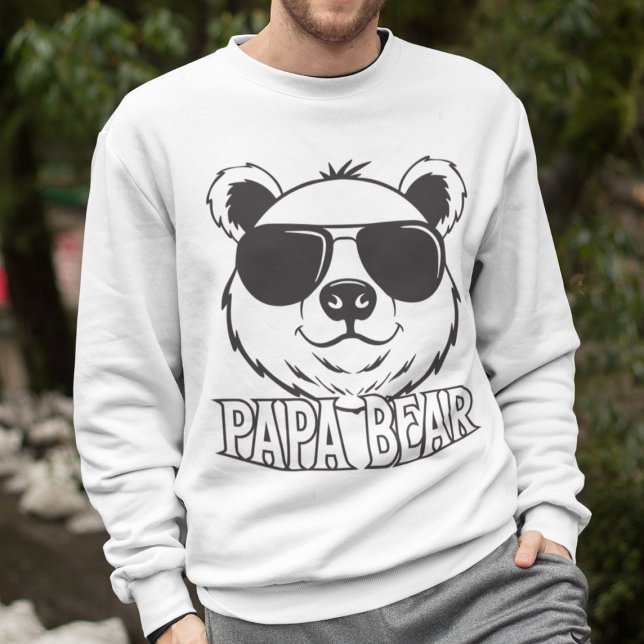 Sudadera Día del padre | Oso PaPa | Moderno blanco negro (Subido por el creador)