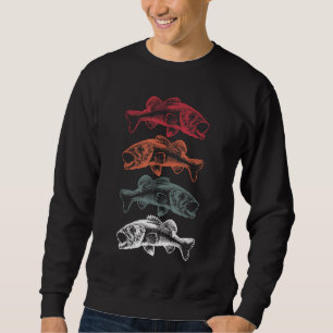 Sudadera Día del Padre Pescador Retro Vintage Bass