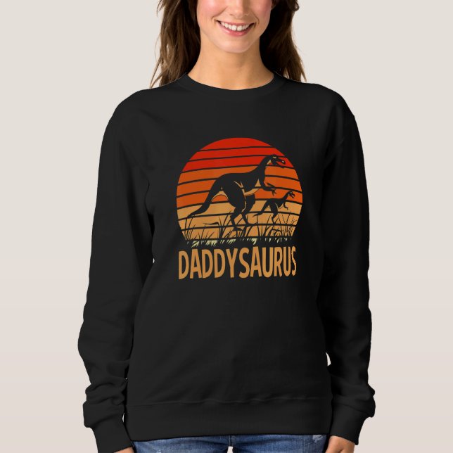 Sudadera Día del Padres Daddysaurus Dinosaur Retro Sun (Anverso)