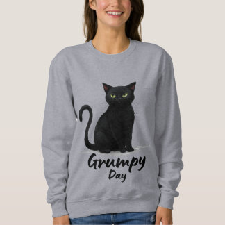 Sudadera Día gruñón con gato negro