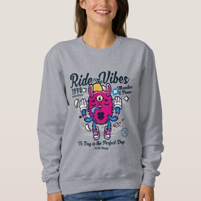 Sudadera Día perfecto para estar feliz | Monstruo gracioso  (Anverso)