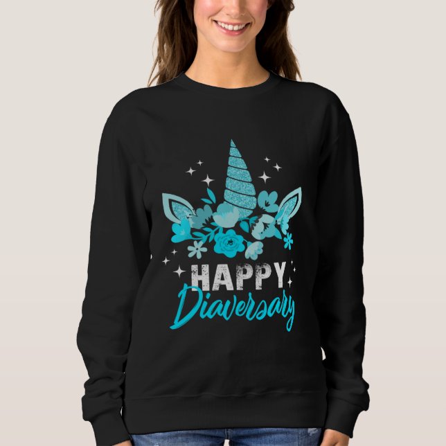Sudadera Diabetes Awareness Happy Diaversary Unicorn Cute T (Anverso)