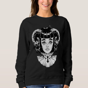 Sudadera Diablo Cornudo Satánico Halloween Glitch Goth Emo