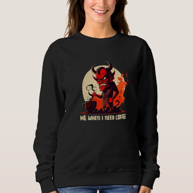 Sudadera Diablo Gruñón - Necesito Café - Frase Premium (Anverso)