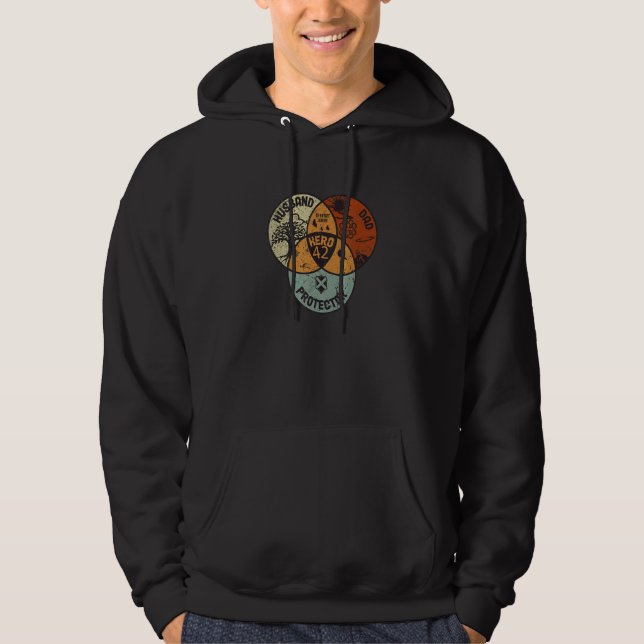 Sudadera Diagrama de Venn Esposo Papá Protector Hero 42 Pad (Anverso)