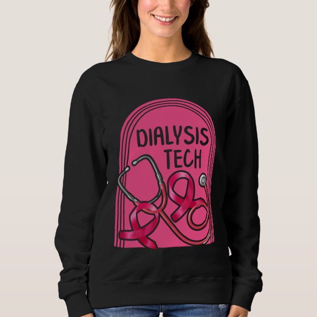 Sudadera Dialysis Nurse Dialysis Tech Pink Stethoscope Tee  (Anverso)