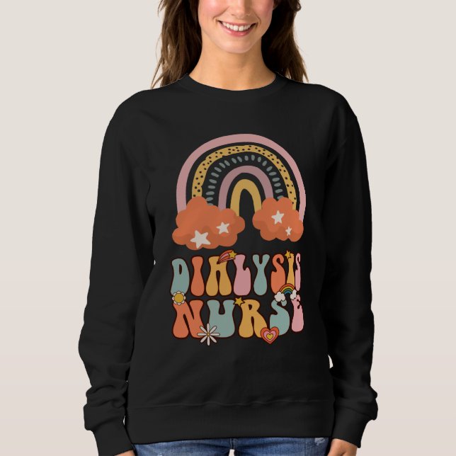 Sudadera Dialysis Nurse Nephrology Nursing Groovy Retro Rai (Anverso)
