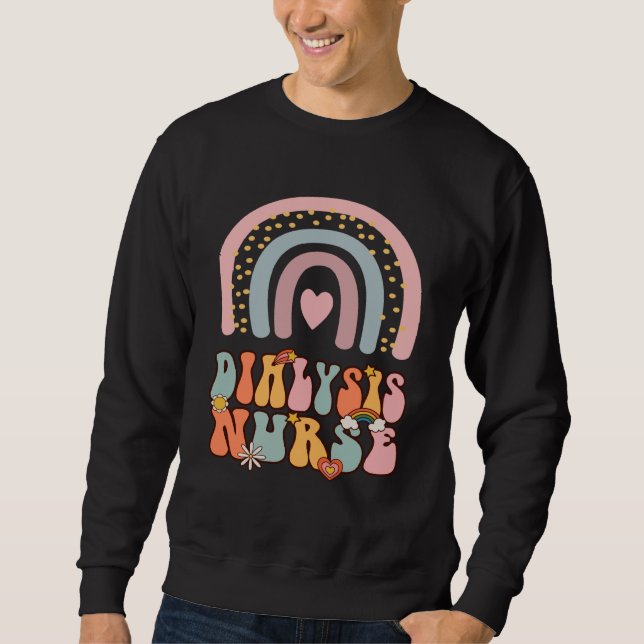 Sudadera Dialysis Nurse Nephrology Nursing Groovy Retro Rai (Anverso)