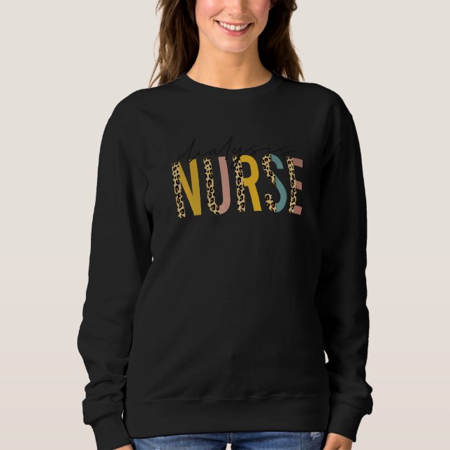Sudadera Dialysis Nurse RN Nephrology Registered leopard Ki (Anverso)