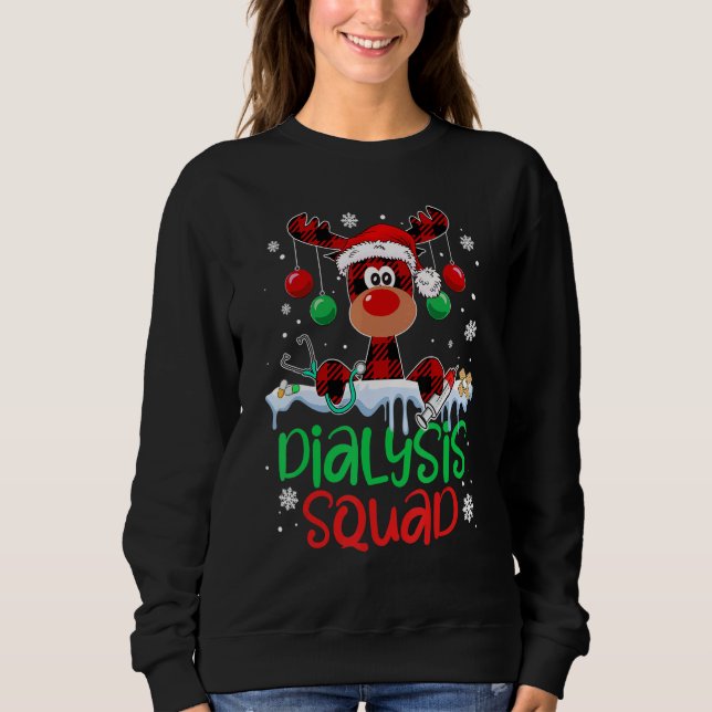 Sudadera Dialysis Squad Christmas Reindeer Nurse Matching P (Anverso)