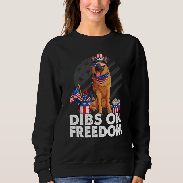 Sudadera Dibs on Freedom German shepherd 4th of July US Fla (Anverso)